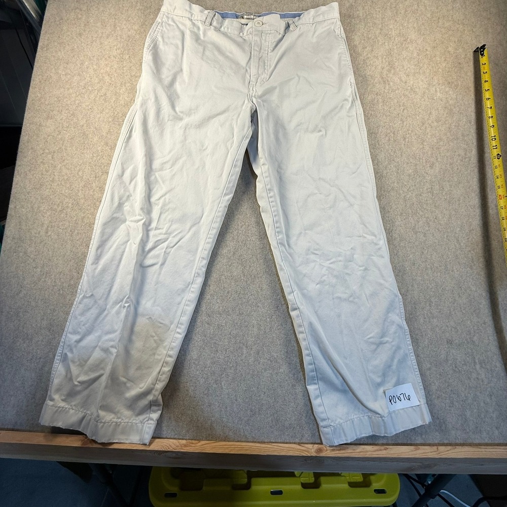 LL Bean Standard Fit Chino Pants Mens 36x30 Light Stone Cotton Twill 262332